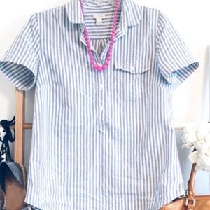 J. Crew Striped Chambray popover